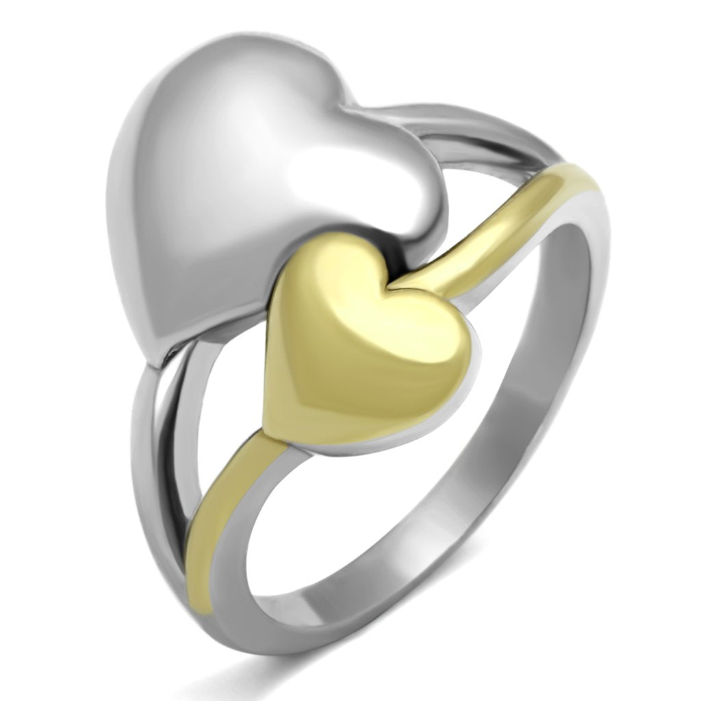 Two-Tone IP Gold (Ion Plating) Stainless Steel Ring with No Stone