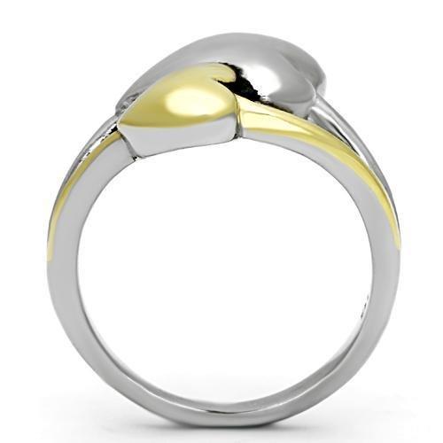 Two-Tone IP Gold (Ion Plating) Stainless Steel Ring with No Stone