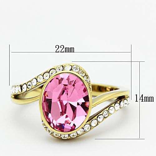 IP Gold(Ion Plating) Stainless Steel Ring with Top Grade Crystal in Rose