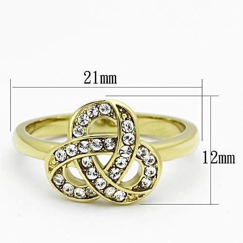 IP Gold(Ion Plating) Stainless Steel Ring with Top Grade Crystal in Clear