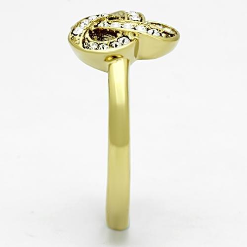 IP Gold(Ion Plating) Stainless Steel Ring with Top Grade Crystal in Clear