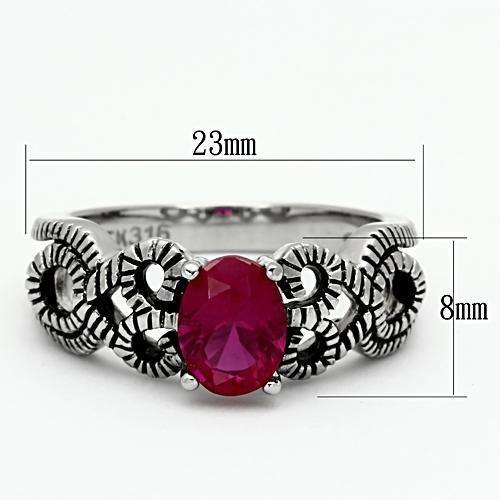 High polished (no plating) Stainless Steel Ring with AAA Grade CZ in Ruby