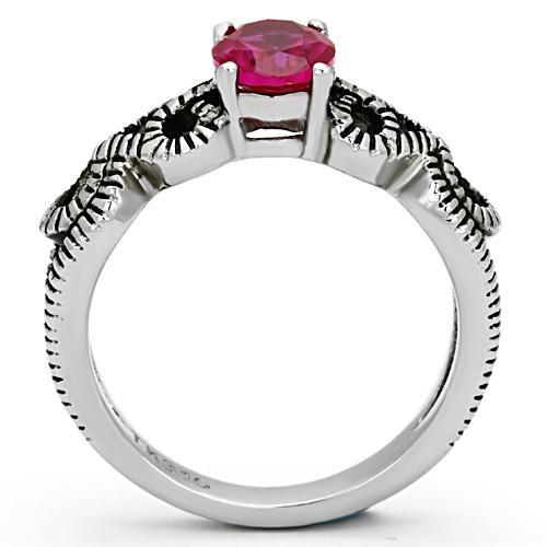 High polished (no plating) Stainless Steel Ring with AAA Grade CZ in Ruby