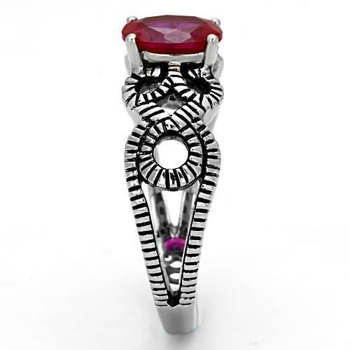 High polished (no plating) Stainless Steel Ring with AAA Grade CZ in Ruby