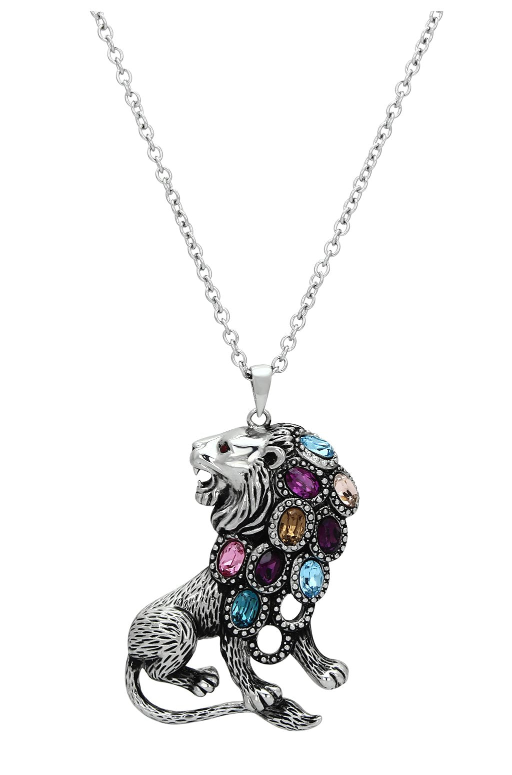 High polished (no plating) Stainless Steel Chain Pendant with Top Grade Crystal in Multi Color