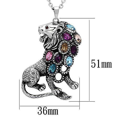 High polished (no plating) Stainless Steel Chain Pendant with Top Grade Crystal in Multi Color