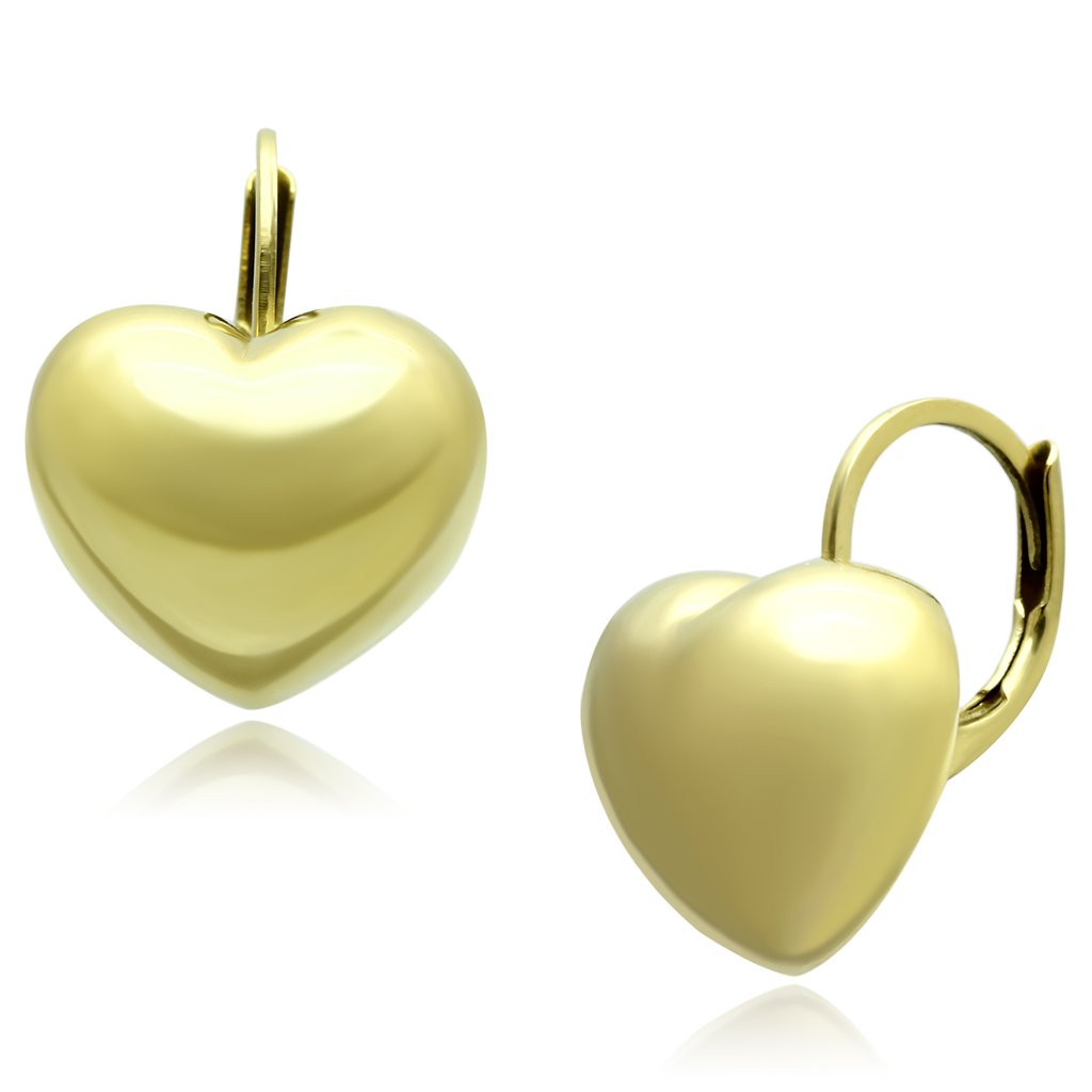 IP Gold(Ion Plating) Stainless Steel Earrings with No Stone