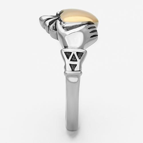 Two-Tone IP Rose Gold Stainless Steel Ring with No Stone