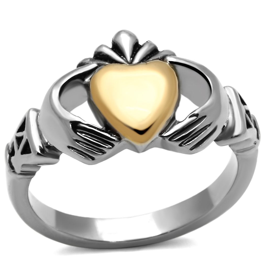 Two-Tone IP Gold (Ion Plating) Stainless Steel Ring with No Stone