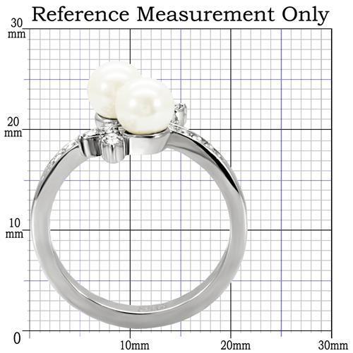 High polished (no plating) Stainless Steel Ring with Synthetic Pearl in White