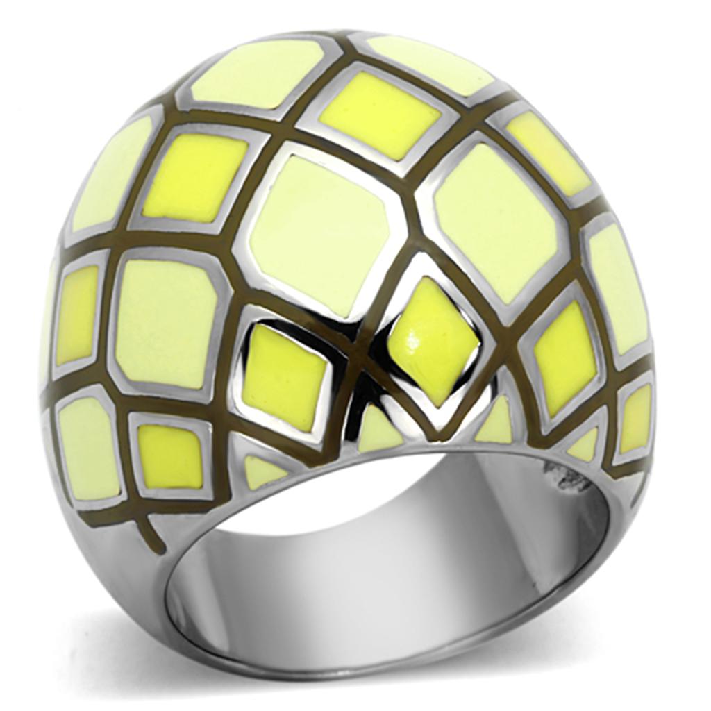 High polished (no plating) Stainless Steel Ring with Epoxy in Multi Color