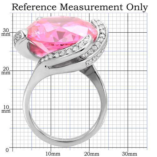 High polished (no plating) Stainless Steel Ring with AAA Grade CZ in Rose