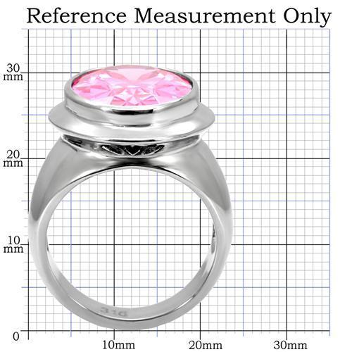 High polished (no plating) Stainless Steel Ring with AAA Grade CZ in Rose