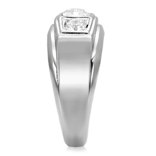 High polished (no plating) Stainless Steel Ring with Top Grade Crystal in Clear