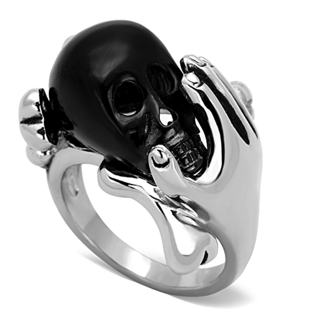 Two-Tone IP Black Stainless Steel Ring with Epoxy in Jet