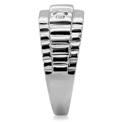 High polished (no plating) Stainless Steel Ring with AAA Grade CZ in Clear