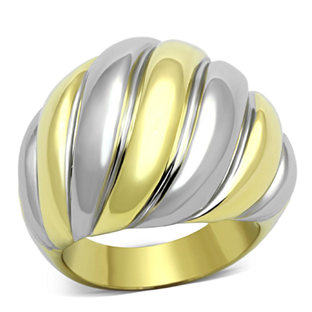 Two-Tone IP Gold (Ion Plating) Stainless Steel Ring with No Stone