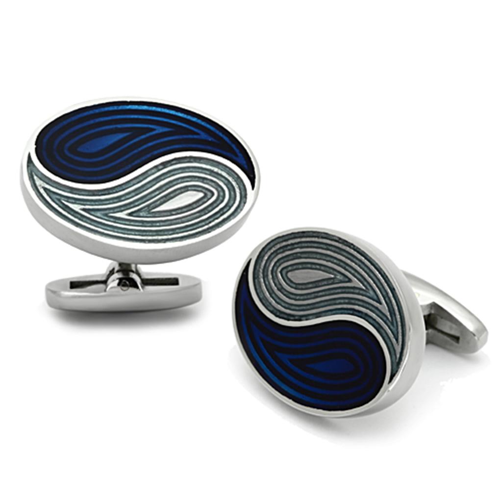 High polished (no plating) Stainless Steel Cufflink with Epoxy in Multi Color