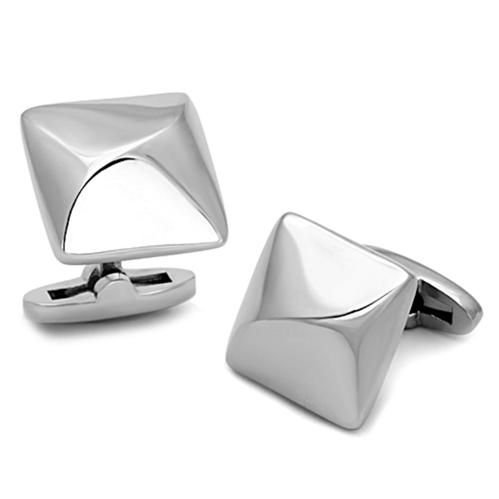 High polished (no plating) Stainless Steel Cufflink with No Stone