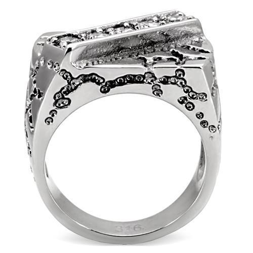 High polished (no plating) Stainless Steel Ring with AAA Grade CZ in Clear