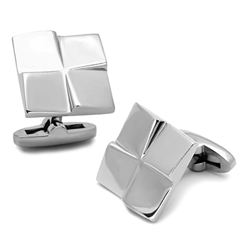 High polished (no plating) Stainless Steel Cufflink with No Stone