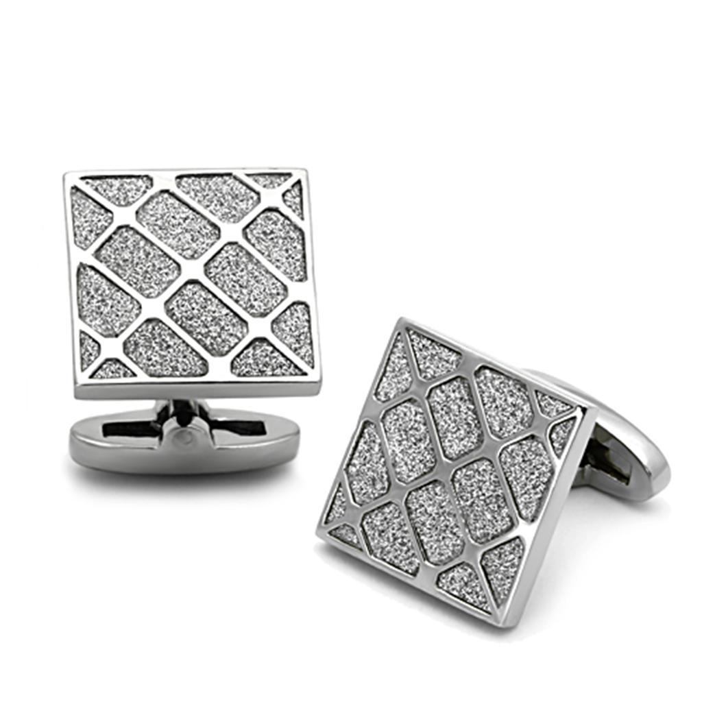 High polished (no plating) Stainless Steel Cufflink with No Stone