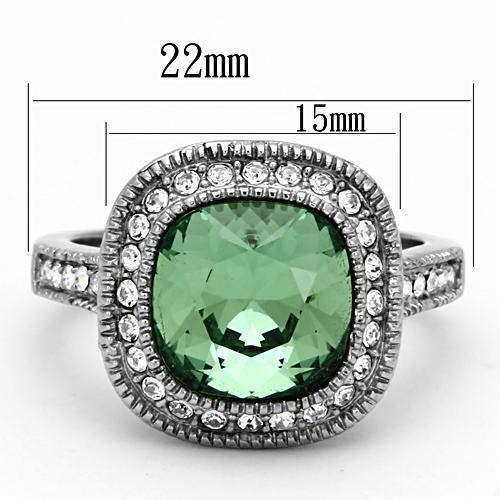 High polished (no plating) Stainless Steel Ring with Top Grade Crystal in Emerald