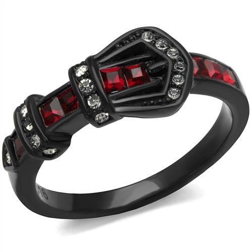 IP Black(Ion Plating) Stainless Steel Ring with Top Grade Crystal in Multi Color
