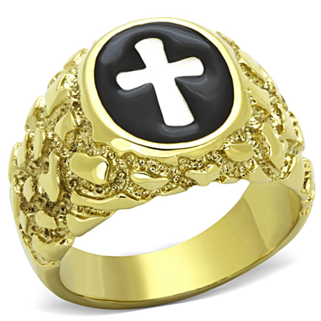 Two-Tone IP Gold (Ion Plating) Stainless Steel Ring with No Stone