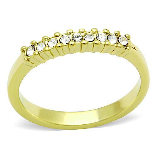 IP Gold(Ion Plating) Stainless Steel Ring with Top Grade Crystal in Clear