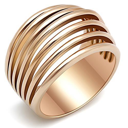 IP Rose Gold(Ion Plating) Stainless Steel Ring with No Stone