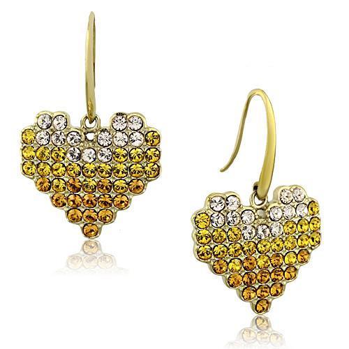 IP Gold(Ion Plating) Stainless Steel Earrings with Top Grade Crystal in Multi Color