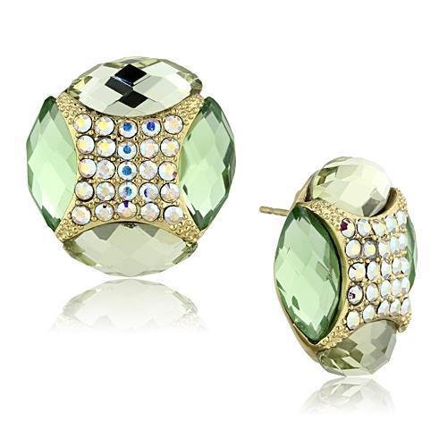 IP Gold(Ion Plating) Stainless Steel Earrings with Synthetic Synthetic Glass in Multi Color