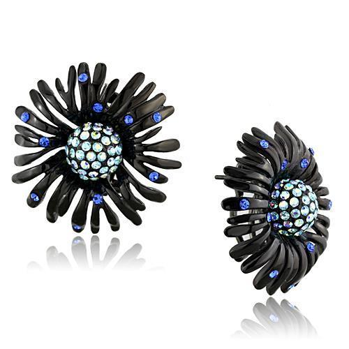 IP Black(Ion Plating) Stainless Steel Earrings with Top Grade Crystal in Multi Color