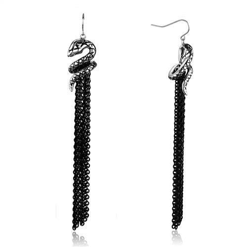 Two-Tone IP Black Stainless Steel Earrings with No Stone
