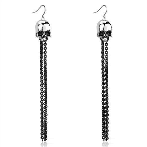 Two-Tone IP Black Stainless Steel Earrings with Epoxy in Jet