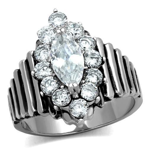 High polished (no plating) Stainless Steel Ring with AAA Grade CZ in Clear