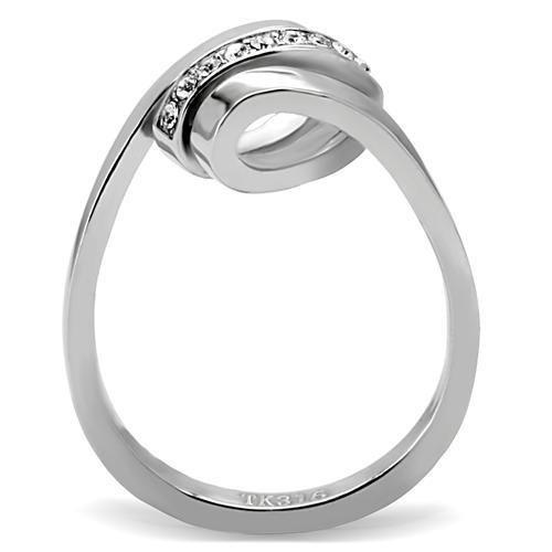 High polished (no plating) Stainless Steel Ring with Top Grade Crystal in Clear