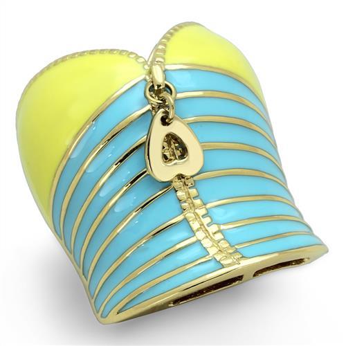 IP Gold(Ion Plating) Stainless Steel Ring with Epoxy in Multi Color