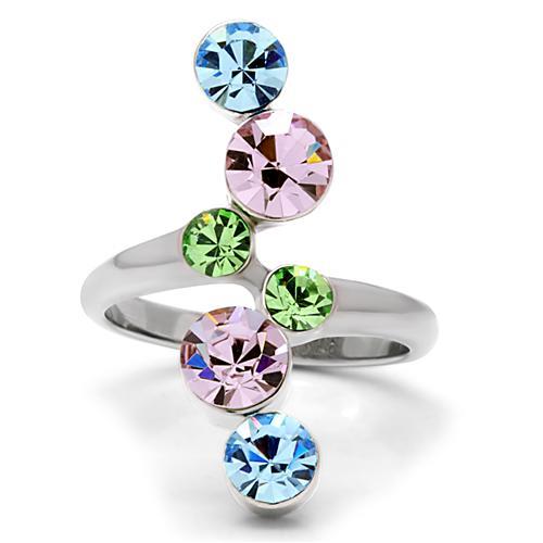 Rhodium Brass, AAA CZ , Multi Color - TK163