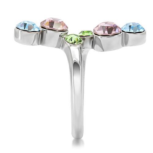 Rhodium Brass, AAA CZ , Multi Color - TK163