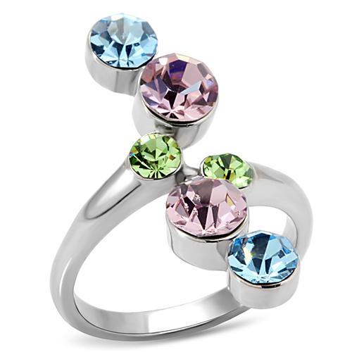 Rhodium Brass, AAA CZ , Multi Color - TK163