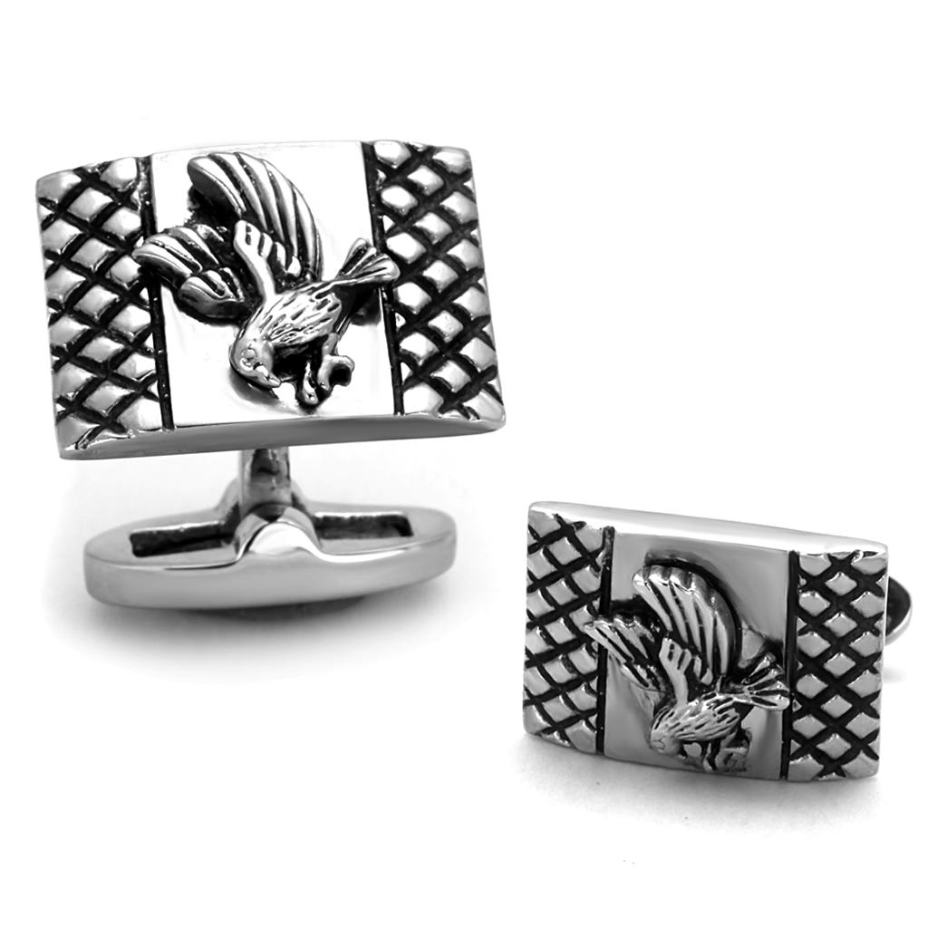 High polished (no plating) Stainless Steel Cufflink with No Stone