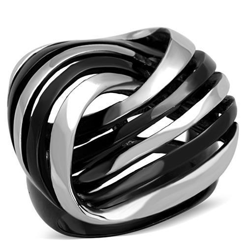 Two-Tone IP Black Stainless Steel Ring with No Stone