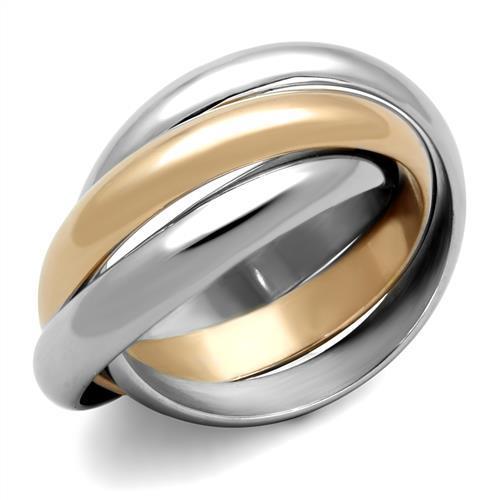 Two-Tone IP Rose Gold Stainless Steel Ring with No Stone