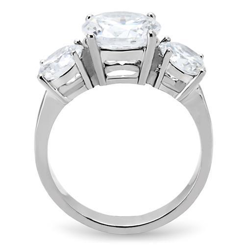 High polished (no plating) Stainless Steel Ring with AAA Grade CZ in Clear