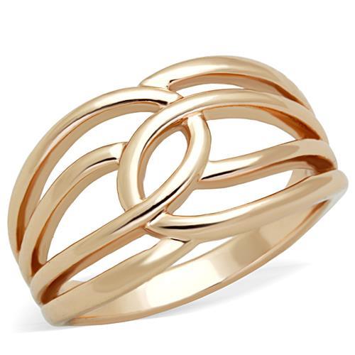 IP Rose Gold(Ion Plating) Stainless Steel Ring with No Stone