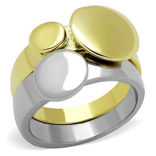 Two-Tone IP Gold (Ion Plating) Stainless Steel Ring with No Stone
