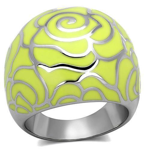 High polished (no plating) Stainless Steel Ring with Epoxy in Citrine Yellow