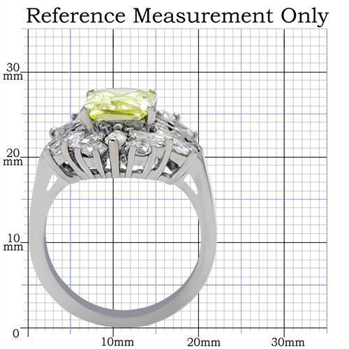 High polished (no plating) Stainless Steel Ring with AAA Grade CZ in Apple Green color